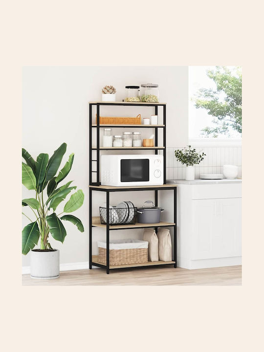 vidaXL Wooden Kitchen Rack 6 Tiers Brown 80x40x168cm