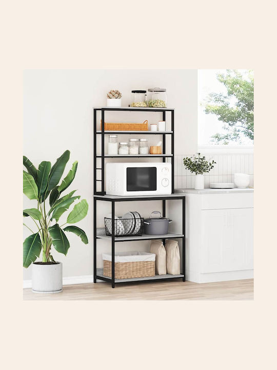 vidaXL Wooden Kitchen Rack 6 Tiers Gray 80x40x1...
