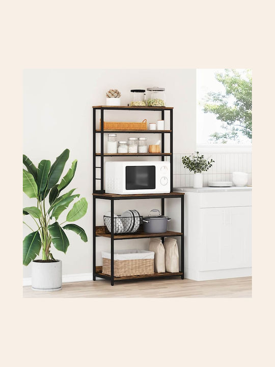 vidaXL Wooden Kitchen Rack 6 Tiers Brown 80x40x...