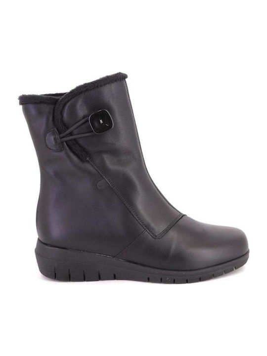 Leather Women's Ankle Boots Platform Black