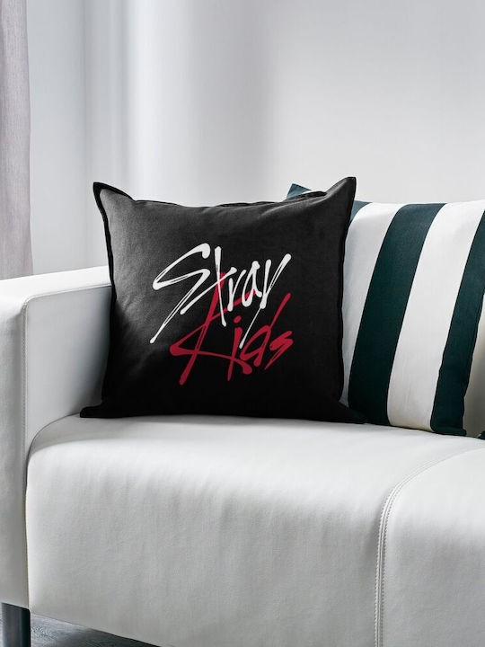 Stray Kids Μαξιλάρι Καναπέ Μαύρο 100% Βαμβάκι Περιέχεται Γέμισμα 50x50cm