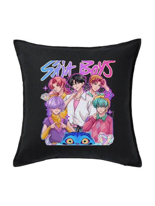 Huntrix Saja Boys Kids Throw Pillow Black 100% Cotton Includes Filling 50x50cm