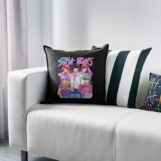 Huntrix Saja Jungen Kopfkissen Couch Schwarz 100% Baumwolle Inklusive Füllung 50x50cm