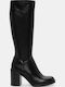 Wildleder Damenstiefel mit hohem Absatz Schwarz