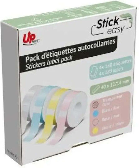 Uprint Labels 14mmx40mm Pink Yellow Blue Transparent 180 Labels Packed 4 Pcs Up21 4x180 Pastel Label Printer