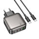 Borofone Charger GaN with USB-A Port and 3 USB-C Ports and Cable USB-C - USB-C 67W Power Delivery / Quick Charge 3.0 Blacks (BAS57A)
