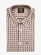 Long-sleeved Cotton Shirt Checked Brown