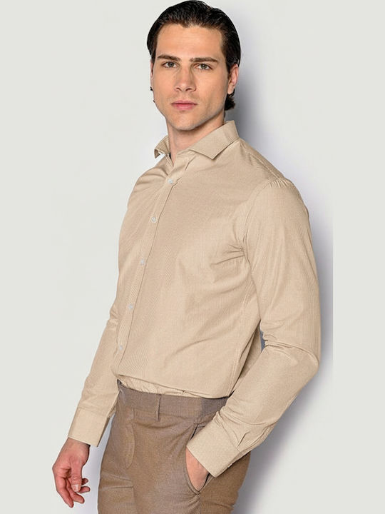 Sogo Langärmlig Hemd Gestreift Beige