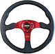 Car Steering Wheel Three Spokes Black Red 34cm Momo