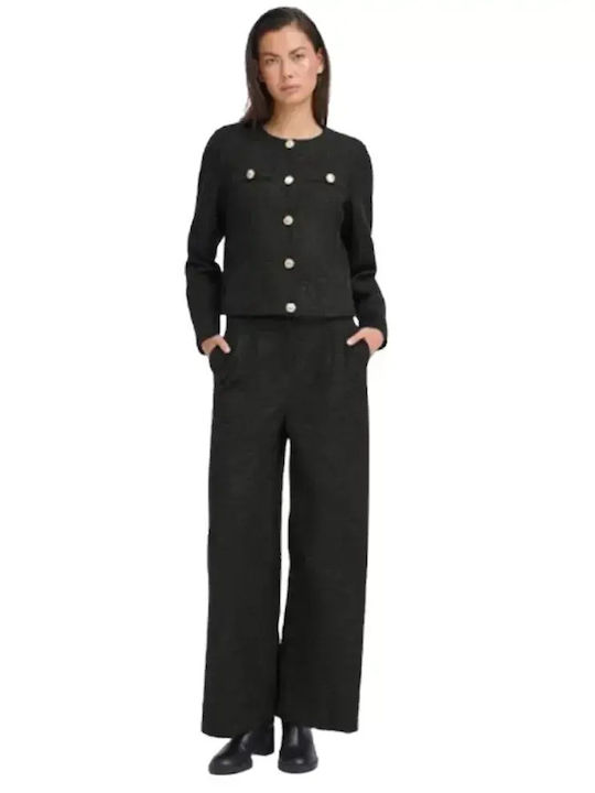 Kate Damen Stoff Hose in Weitem Schnitt Black