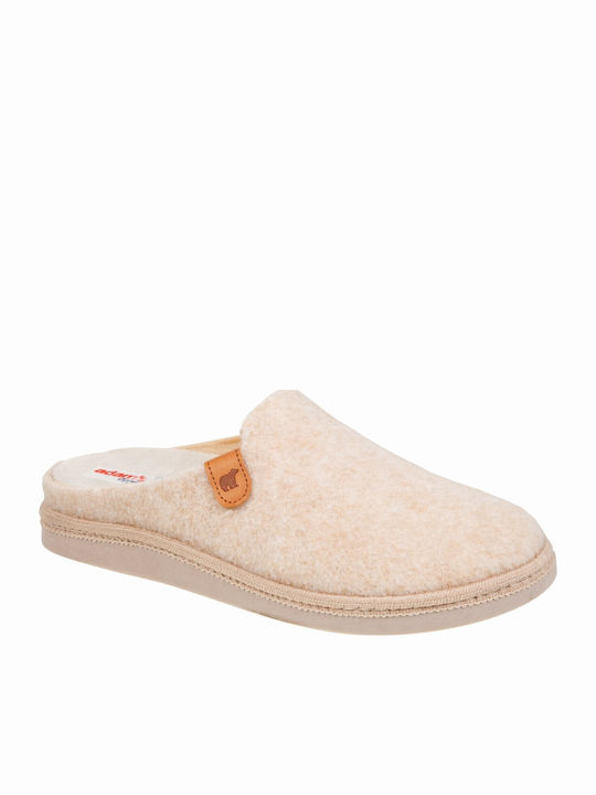Adam's Shoes Χειμερινές Γυναικείες Παντόφλες Μπεζ