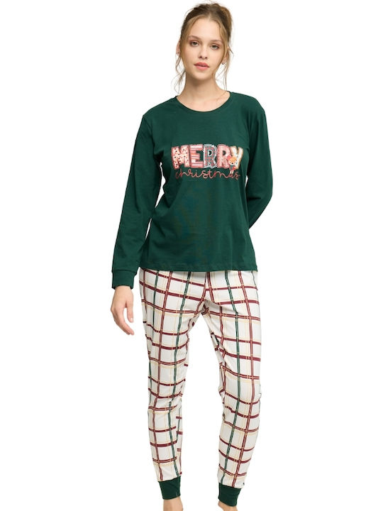 Sexen Set Pijamale pentru Femei Dark Green Christmas