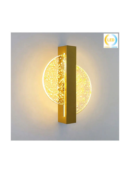 Keskor Leuchte Wand mit Integrierter LED Gold 17.5x4.5x25cm