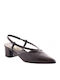 Leder Pumps mit flachem Absatz Schwarz