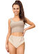 Hochtailliert Damen Slip mit Spitze Beige