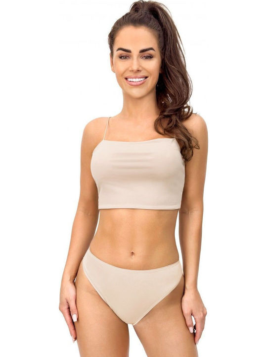 Damen Slip mit Spitze Beige