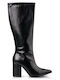Anatomic Synthetic Leather High Heel Women's Boots with Zipper Black