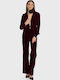 ALE - The Non Usual Casual Damen Samt Mittellang Blazer Red
