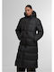 Ladies Μακρύ Γυναικείο Puffer Μπουφάν για Χειμώνα Black
