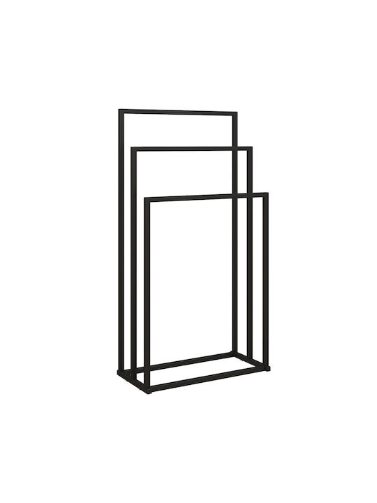 HomCom Triple Wall-Mounted Bathroom Rail ​45x21.5cm Inox Black
