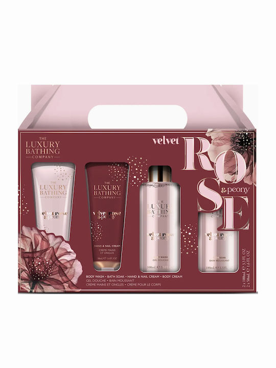Grace Cole Velvet Rose & Peony Essentials Hautpflegeset für Feuchtigkeitsspendend & Reinigung Körperreinigung 4Stück