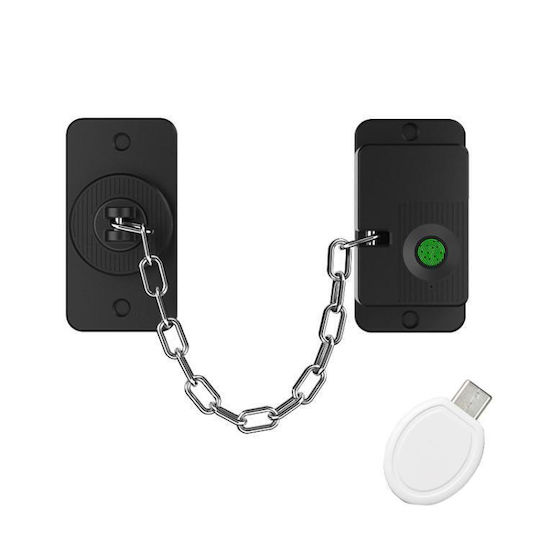 Încuietoare Inteligentă cu Lanț Amprentă Digitală Cheie Electronică Limitator Fereastră Siguranță pentru Copii și Animale de Companie Fq23 Negru