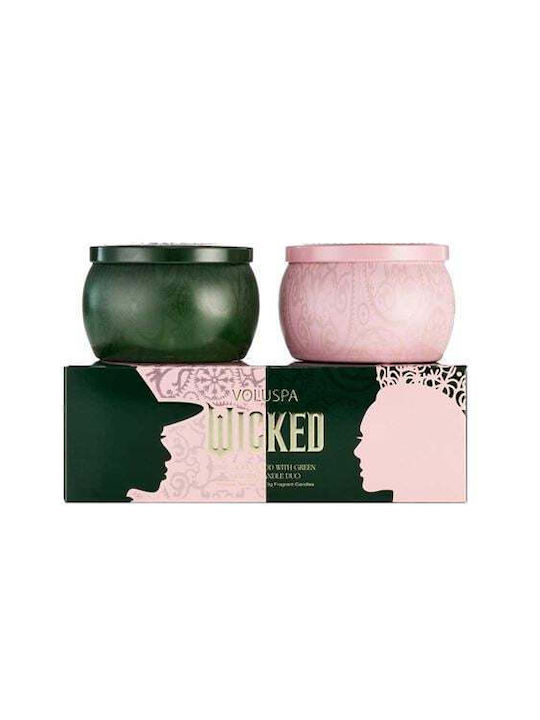 Voluspa Aromatic Candle Pink Goes With Green Mini Tin in Metal Box Pink 2 Pieces