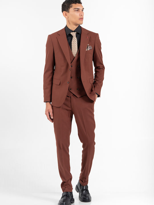 Vittorio Artist Men's Suit Slim Fit Tan