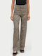 High Waist Women's Jean Trousers in Wide Line Zebra Print