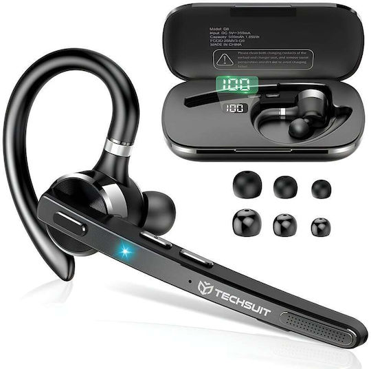 Techsuit TalkZen G9 In-ear Bluetooth Handsfree Ακουστικό με Θήκη Φόρτισης Μαύρο