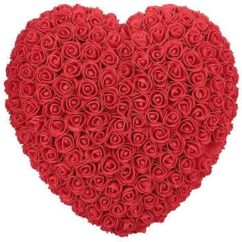 Heart-Shaped Floral Arrangement Foam Roses Handmade Red 35 cm