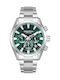 Quantum Adrenaline Dual Time Men's Watch Battery with Silver Metal Bracelet