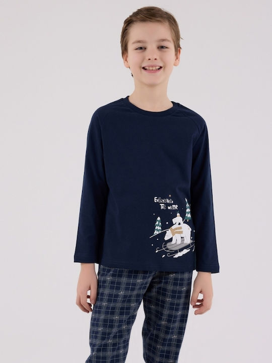 Arnetta Kinder Schlafanzug Winterlich Baumwoll Dark Blue
