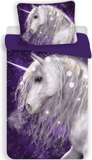 Unicorn Set Kids Duvet Cover Single Purple