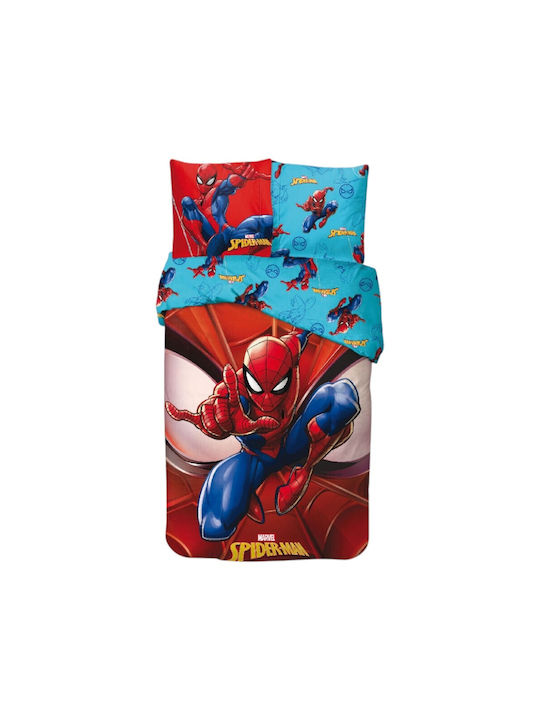 Spiderman Set Kids Duvet Cover Single with Pillowcase Red 140x200cm