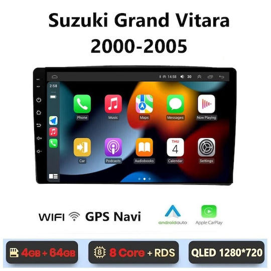 Car Audio System for Suzuki Grand Vitara 2000-2005 (Bluetooth/USB/WiFi/GPS/Apple-Carplay/Android-Auto) with Touch Screen 9"