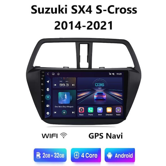 Car Audio System for Suzuki SX4 S-Cross 2014-2021 (Bluetooth/USB/WiFi/GPS/Apple-Carplay/Android-Auto) with Touch Screen 9"