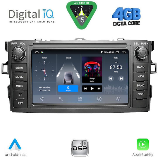 Digital IQ Car Audio System for Toyota Auris 2007-2012 (Bluetooth/USB/WiFi/GPS/Apple-Carplay/Android-Auto)