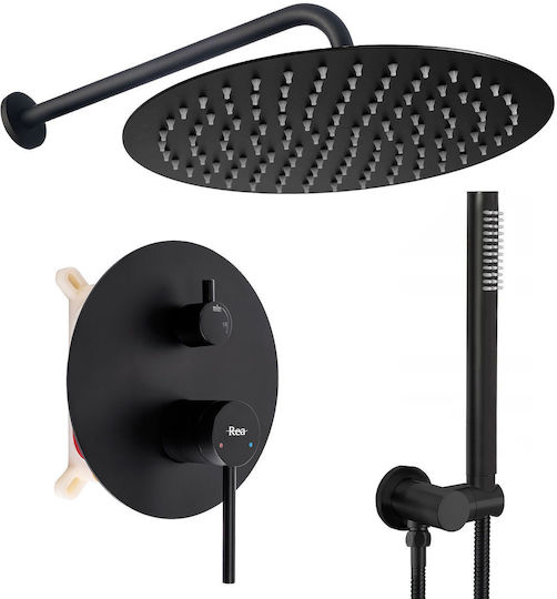 Rea Set Mischer, Handbrause & Duschkopf für Wandmontage für Dusche Schwarz