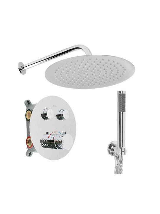Rea Set Mischer, Handbrause & Duschkopf für Wandmontage für Dusche Silber