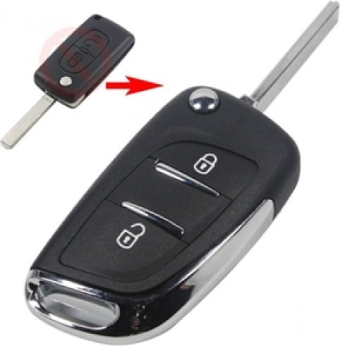 Peugeot 407 Foldable Replacement Key Cover 2 Buttons Battery Support Dga 1 Pc