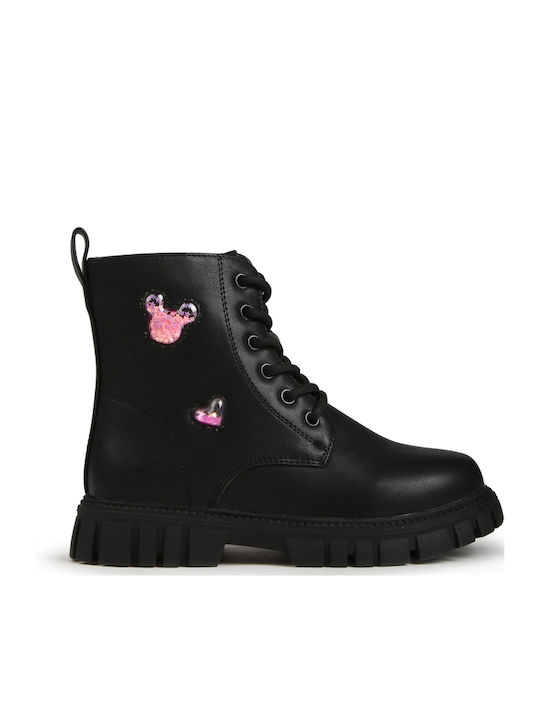 Kinderstiefel mit Schnürsenkeln Schwarz