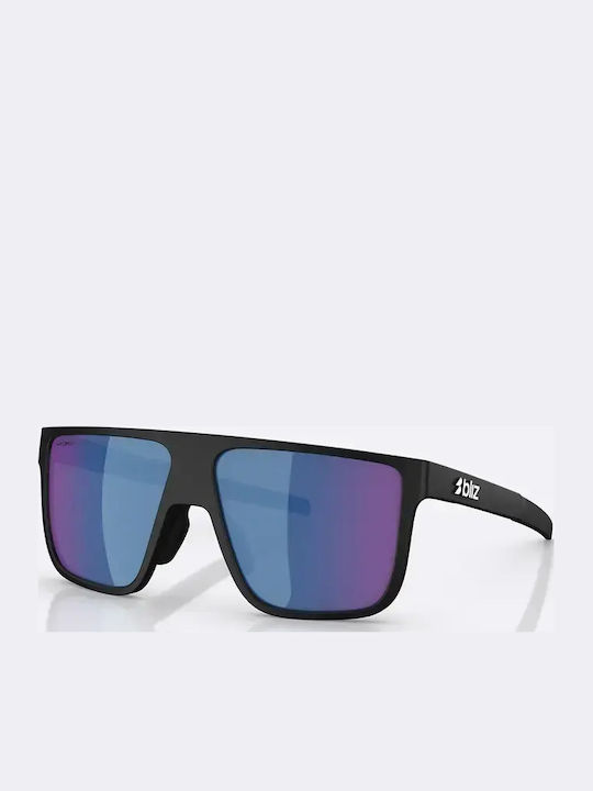 Bliz Unisex Sonnenbrille mit Schwarz Gestell und Blau Spiegel Linse