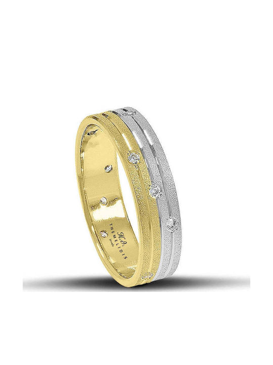 Themelidis Jewels Σετ Βέρες Δίχρωμες 18Κ με Ματ Φινίρισμα και Ζιργκόν