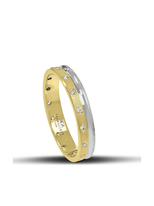 Themelidis Jewels Σετ Βέρες από Κίτρινο Χρυσό 18Κ με Ματ Φινίρισμα και Ζιργκόν