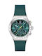 Swatch Swatch Γυναικείο Ρολόι Χρονογράφος Μπαταρίας με Πράσινο Μεταλλικό Μπρασελέ