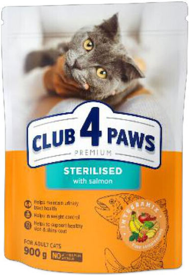 Club 4 Paws Ξηρά Τροφή για Στειρωμένες Γάτες με Σολομό / Κοτόπουλο / Ρύζι / Πουλερικά 0.9kg