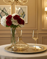 La Vie En Rose Wedding Carafe Set with Wine Glass made of Glass Gold 1pcs