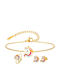 Steel Kids Set Earrings Bracelet Ring Unicorn