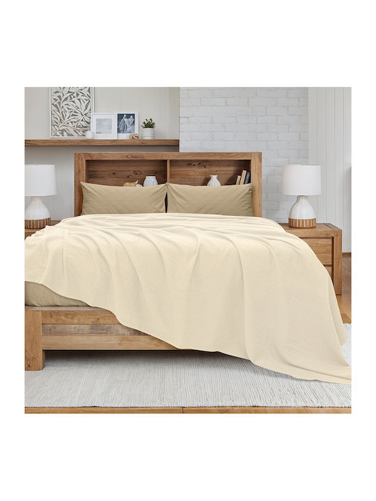 Lino Home Κουβέρτα Πικέ Μονή 170x240εκ. Εκρού